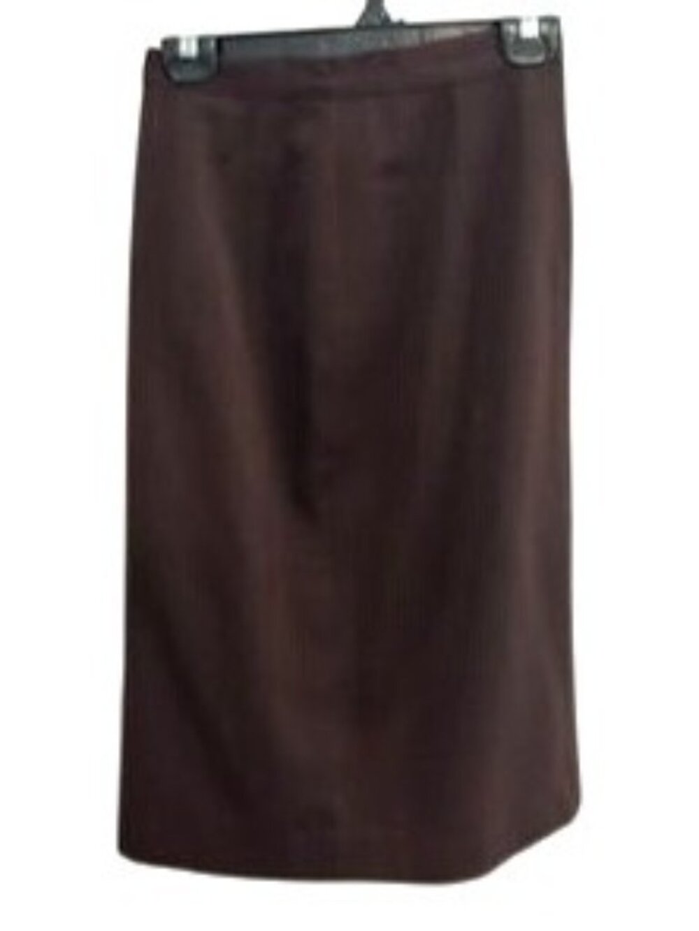 Womens Brown Midi Pencil Skirt Side Slit Back Zip Old Money Classic Academia